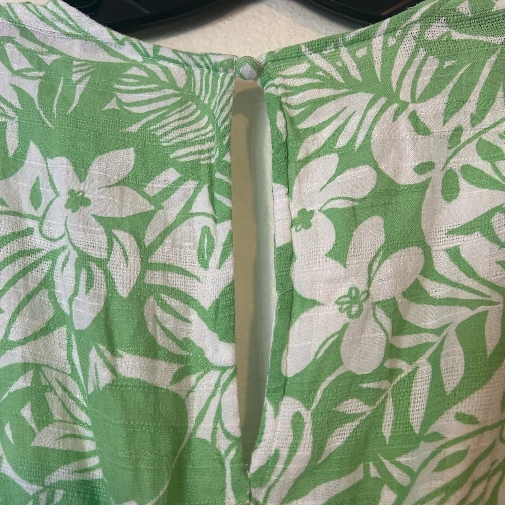 Abercrombie kids girls 11/12 green white tropical floral swim cover up romper
